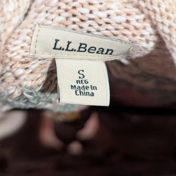 L.L. Bean Cream Sweater with Multicolor Pattern - Picture 2 of 2